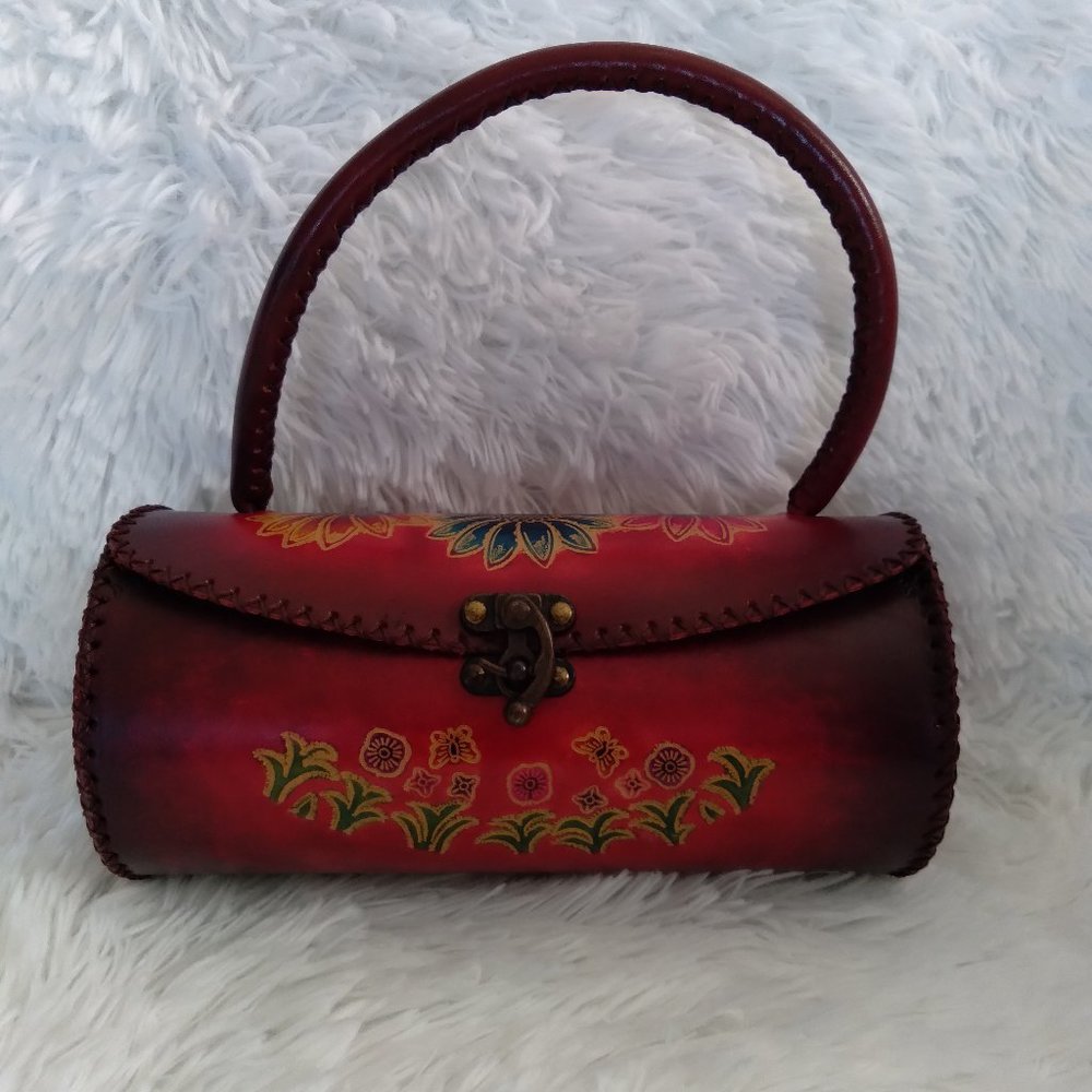 Leather Barrel Handbag